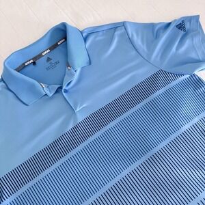 Adidas Golf Polo Shirt Men's XL‎ Blue Moisture Wicking Polyester Logo Excellent